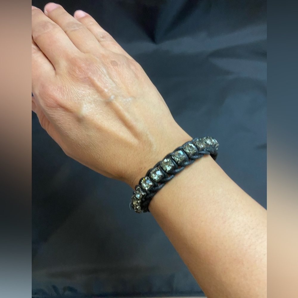 Swarovski rhinestone bracelet with leather strap